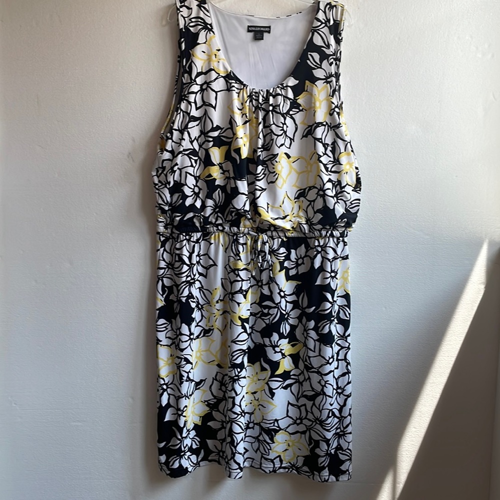 Nina Leonard gathered elastic/drawstring waistband lined sleeveless dress XL